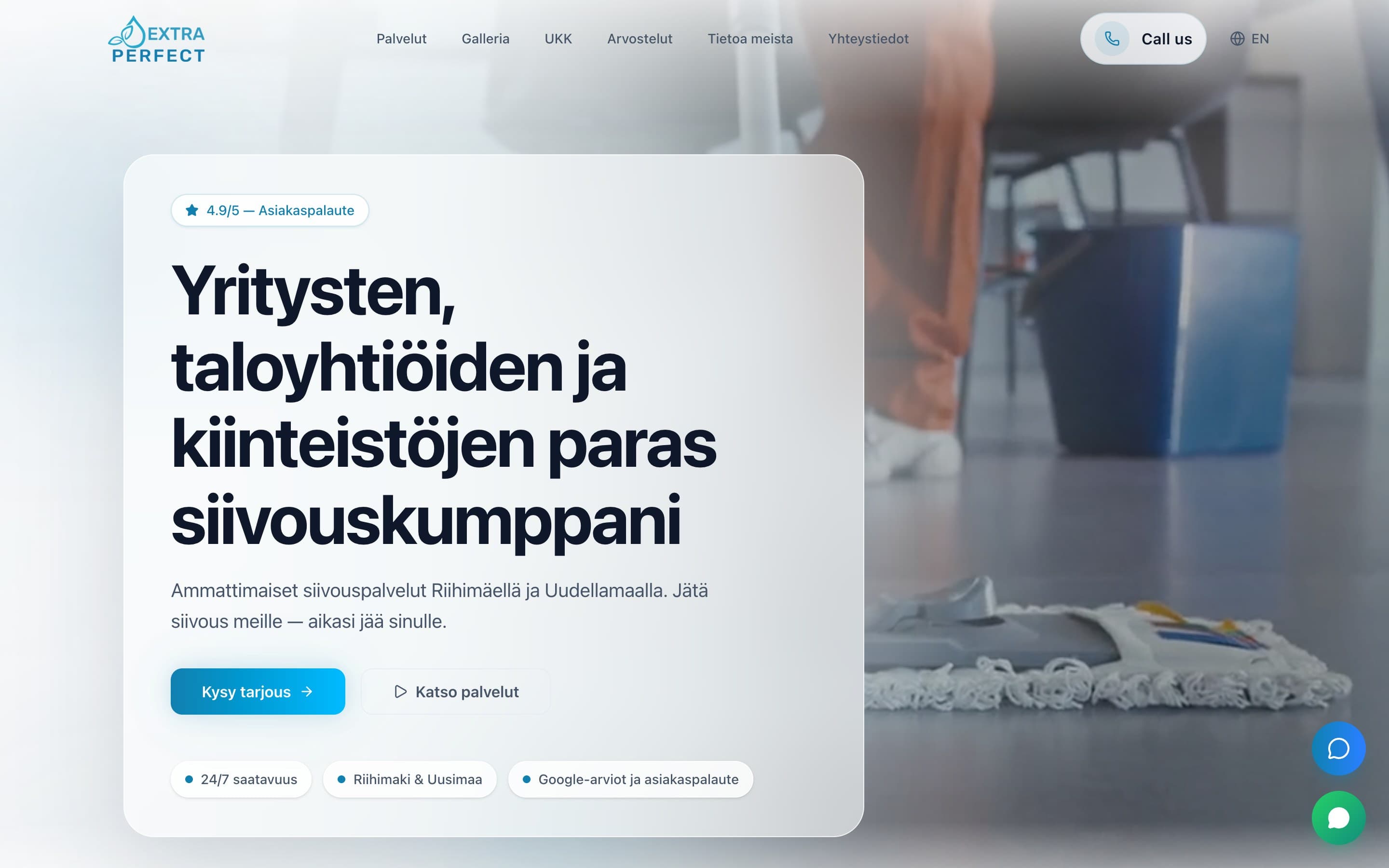 Extraperfect.fi etusivun näyttö